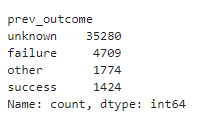 previous outcome total value counts