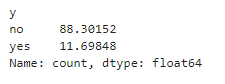 Percentage of two values of target variable