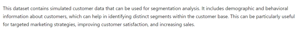 Customer Segmentation dataset info