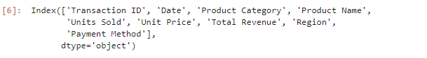 Columns names of dataset