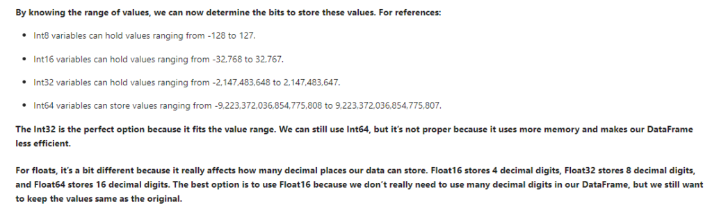 Data types information